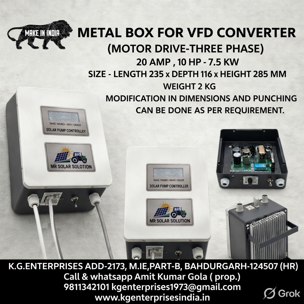 METAL BOX FOR VFD CONVERTER (MOTOR DRIVE-THREE PHASE ) 20 AMP-10 HP-7.5 KW