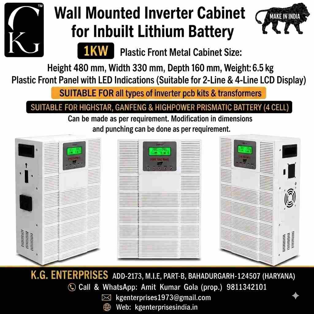 WALL-MOUNTED INVERTER CABINET (SOLAR) 12 VOLT 100 AH-1KW With an inbuilt lithium battery fittment (12 V 100 AH )